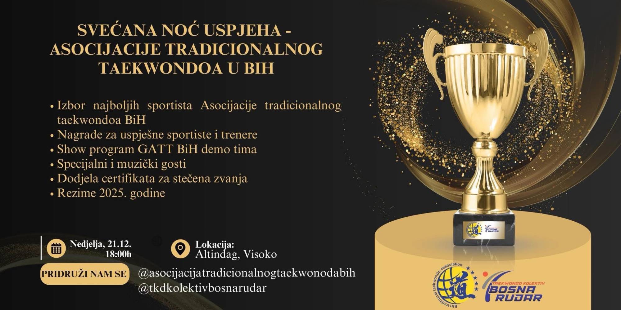 Poziv na Svečanu noć uspjeha taekwondo asocijacije